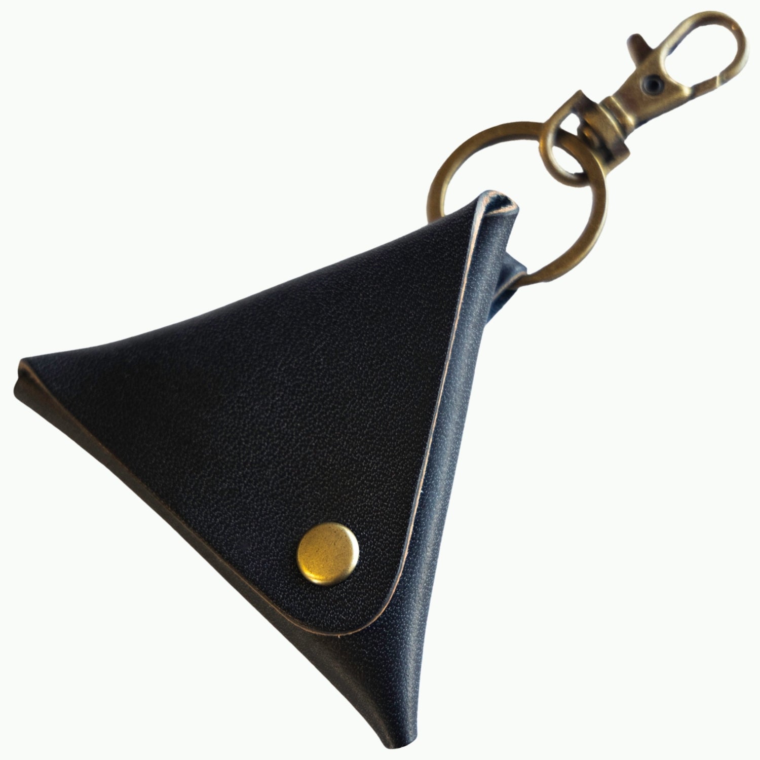 イタリアンレザーの三角コインケース(キーリング、ナスカン付)日本製